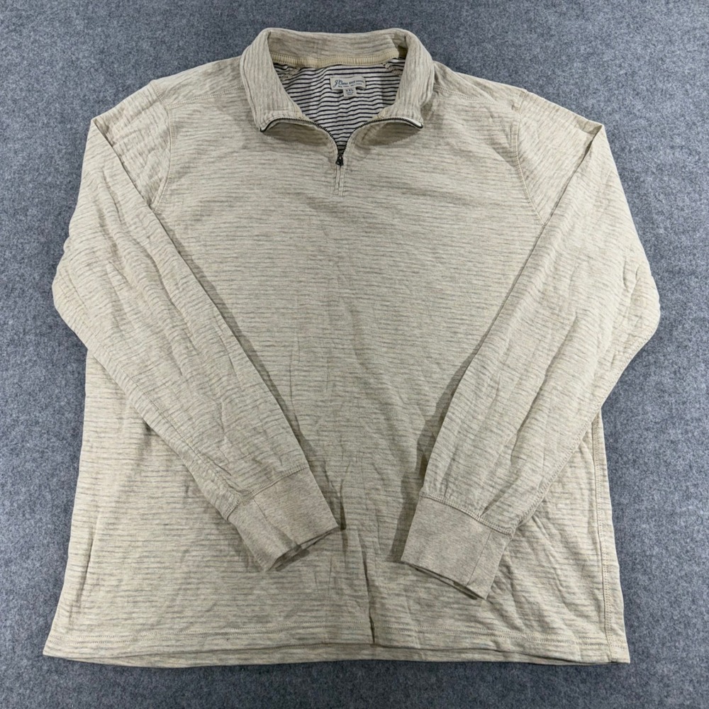 J. Crew Knit Goods Mens XXL Quarter Zip Pullover Beige Heathered Long Sleeve
